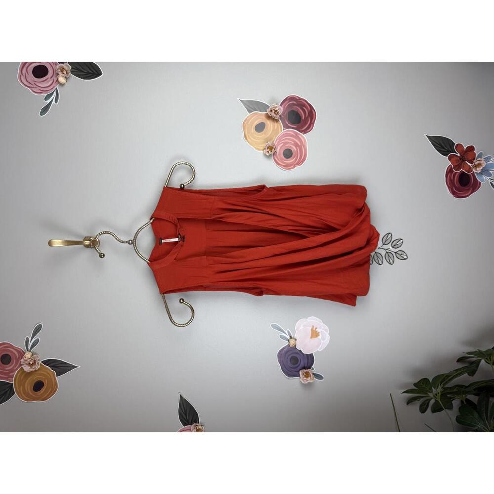 Free People Hot Red So Fine Surplice Wrap Sleeveless Choker Tank Top - Size - XS